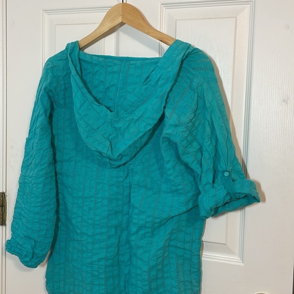 Billabong Aqua Cotton Cover-Up, hooded shirt, 10 - Picture 7 of 8